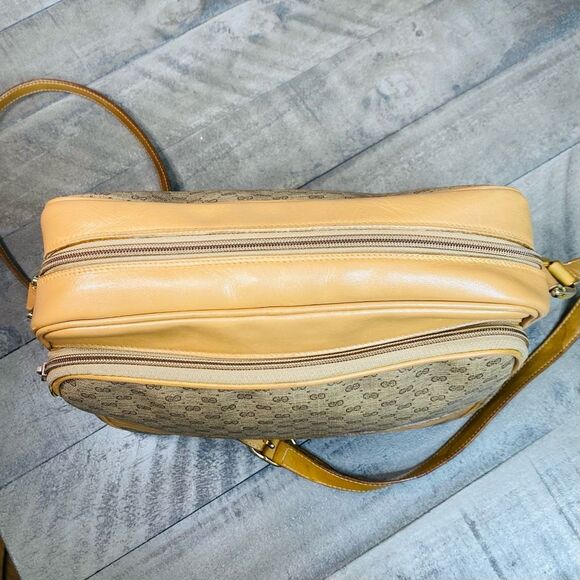 Gucci GG Vintage Gucci Brown PVC & Leather Crossbody Shoulder Bag Purse - Picture 8 of 13